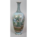 A GOOD QUALITY SIGNED JAPANESE MEIJI PERIOD CLOISONNE VASE, decorated with fence enclosed flowers