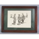 AN EARLY 20TH CENTURY FRAMED BURMESE INK SKETCH ON PAPER, the frame 16.1in x 11.75in.
