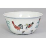 A CHINESE MING STYLE DOUCAI PORCELAIN CHICKEN CUP, the base with a six-character Chenghua mark, 3.