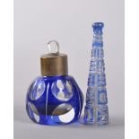 A BLUE OVERLAY SCENT BOTTLE and A CUT BOTTLE (2).