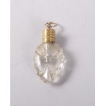 A MINIATURE CUT GLASS SCENT BOTTLE with screw cap and glass stopper. 3cms. Provenance: BRINE, BATH