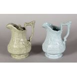 A RIDGWAY & SON JUG AND COVER and SIMILAR JUG in blue. Both impressed September 1940 (2). 6.5ins