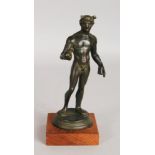 AFTER THE ANTIQUE A BRONZE CLASSICAL MALE. 6ins high.