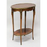 A 19TH CENTURY FRENCH KINGWOOD OVAL OCCASIONAL TABLE, with brass mounts and parquetry inlaid, with