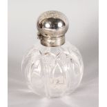 A VICTORIAN SILVER TOPPED CUT CRYSTAL SCENT BOTTLE. London 1894.