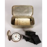 A VICTORIAN VERGE SILVER POCKET WATCH by WILSON, CAMBRIDGE, No. 3878, in a silver case, along with