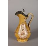 A JAMES DIXON & SON SHEFFIELD PORCELAIN JUG with plated cover. Published March 1st 1842. 7ins high.