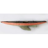 A GOOD LARGE WOODEN MODEL BOAT. 5ft 6ins long.