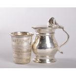 A SILVER THIMBLE, "JUST A THIMBLE FULL" and A MUSTARD POT (2).