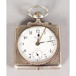 AN ETERNA SQUARE SILVER POCKET WATCH.