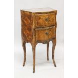 AN 18TH CENTURY OAK KINGWOOD PETIT TWO DRAWER COMMODE (for restoration), with ormolu mounts and