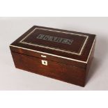 A CIGAR HUMIDOR AND KEY. 9ins long.