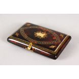 A GOOD VICTORIAN PIQUE TORTOISESHELL CARD CASE, CIRCA. 1870.