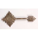 A 17TH-18TH CENTURY PIERCED KEY. 8ins long.