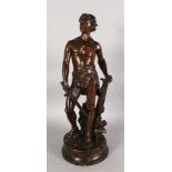 A. GAUDEZ "DEVOIR", A GOOD STANDING MALE FIGURE, holding a sword, with a plough by his side. 2ft