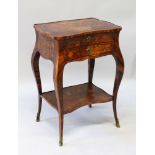 A LATE 18TH CENTURY FRENCH MAHOGANY BOUDOIR DESK, inlaid with baskets of flowers, the top with