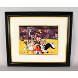 A HAND-PAINTED CHARACTER CEL, "SPACE JAM TUNE SQUAD", WARNER BROS, signed by Michael Jordan, No.