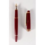 A MAROON MONTBLANC FOUNTAIN PEN.