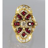 AN 18CT ROSE GOLD, RUBY AND DIAMOND RING of 1.55cts.