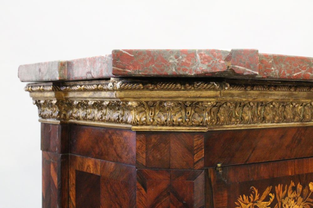 A SUPERB PAIR OF VICTORIAN MARQUETRY CABINETS, with grey veined marble tops, ormolu mounts, and - Image 3 of 4