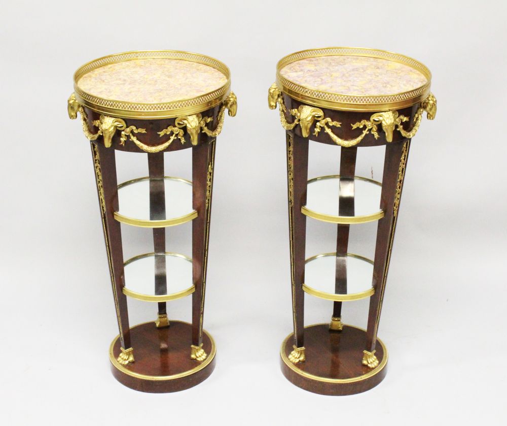 JOSEPH-EMMANUEL ZWIENER (1849-1895) A SUPERB PAIR OF ROSEWOOD ORMOLU MOUNTED GUERIDONS, with brass