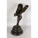 A LARGE BRONZE STUDY OF "THE SPIRIT OF ECSTASY", after Sykes. 2ft 2ins high.