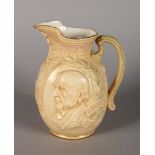 A DOULTON BURSLEM "GLADSTONE" JUG. 7.5ins high.