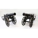 A Pair of 19th Century Black Patinated Mounted Cast Iron Canons