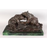 A GOOD BRONZE ABSTRACT GROUP of two fighting grizzly bears. 1ft 8ins long.