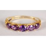 A SUPERB 18CT GOLD. AMETHYST AND DIAMOND BRACELET.