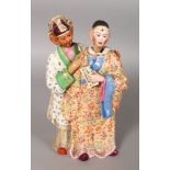 A PAIR OF PARIS PORCELAIN CHINESE FIGURES, man and woman with nodding heads. 10ins high.