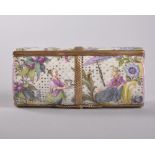 A DRUM SHAPED BOX with Chinese scenes and flowers. 8cms.
