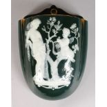A "MINTON" PATE SUR PATE WALL POCKET decorated with a classical young lady and cupid, No. 5653, OL