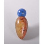 A FINE DERBYSHIRE BLUE JOHN PERFUME BOTTLE with lapis lazuli stopper. 5.5cms. Provenance: BATH,