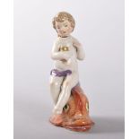 A SAMSON OF PARIS PORCELAIN SCENT BOTTLE formed as a cupid riding a dolphin, CIRCA. 1900, gold