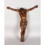 A 17TH-18TH CENTURY CARVED WOOD CORPUS CHRISTI. 22ins long.
