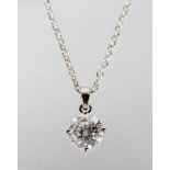 AN 18CT WHITE GOLD DIAMOND SINGLE STONE PENDANT NECKLACE of 2.2cts, G/H colour, SI clarity.