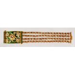 A SUPERB 18CT GOLD AND ENAMEL FOUR ROW DIAMOND SET BRACELET, set with sixty-eight oval diamonds,