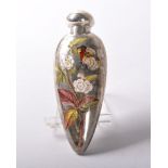 A VICTORIAN SILVER PERSUME BOTTLE AND STOPPER, London 1885, Maker: GH, enamelled with butterflies