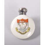 A GOSS WHITE PORCELAIN PERFUME BOTTLE "SHANKLIN" with silver screw top. Birmingham 1905. 5.5cms. See
