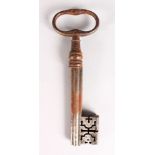 A GOOD 17TH CENTURY POLISH STEEL KEY. 6.25ins.