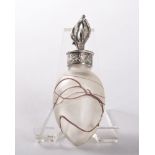 A GOOD ART NOUVEAU "LOETZ" CRYSTAL PERFUME BOTTLE with deep red scroll decoration, silver cap with