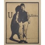 William Nicholson (1872-1949) British. "U for Urchin", from the 'An Alphabet Series', Lithograph,