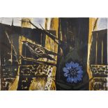 Allen Bramel (20th Century) British. "Blue Flower", Lithograph, Signed, Inscribed, Dated '57 and