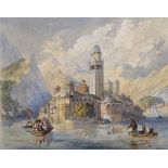 James Clark Hook (1819-1907) British. "Isola de San Guido Lago D'Orta", Watercolour, Signed and
