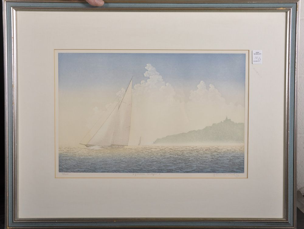 20th Century English School. "Offshore Breezes 1", Lithograph, Indistinctly Signed, Inscribed and - Image 4 of 6