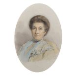 B... M... Hardcastle (19th- 20th Century) British. Portrait of a Lady, Wearing a Blue Scarf,