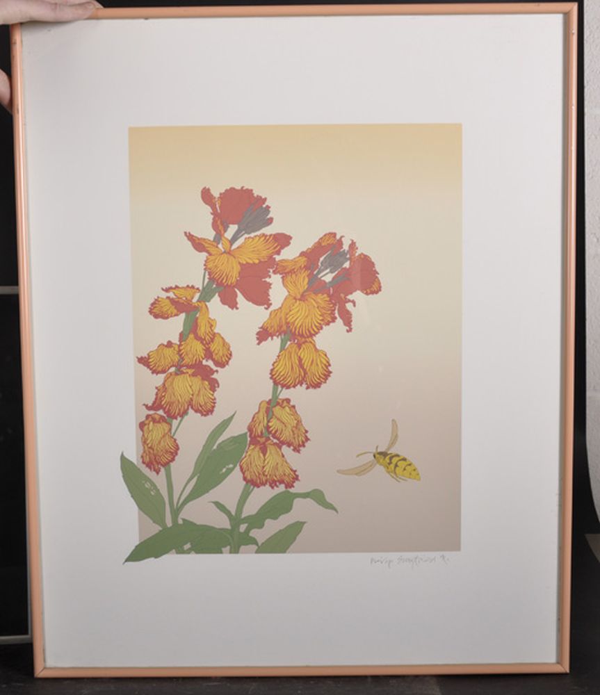 Philip Sheffield (1950 ) British. Irises with a Wasp, Screenprint, Signed in Pencil, 15.5" x 12", - Image 2 of 5