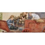 20th Century English School. Reader's Illustrated, Children in a Carriage with a Boy with a