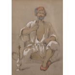 Count Amadeo Petrozzi (19th-20th Century) Continental. A Turk Smoking a Hookah, Watercolour and
